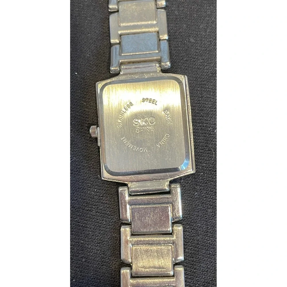 SKC Quartz Stainless‎ Steel Rectangle Roman Numeral Women's Dress Watch